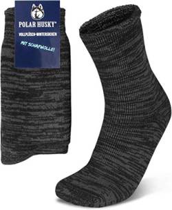 Polar Husky 3 Paar Sehr warme Socken mit Vollplüsch und Schafwolle/Nie wieder kalte Füße! Farbe Vollplüsch/Wolle/Anthrazit Größe 47-50 von Polar Husky
