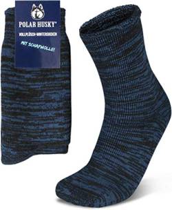 Polar Husky 3 Paar Sehr warme Socken mit Vollplüsch und Schafwolle/Nie wieder kalte Füße! Farbe Vollplüsch/Wolle/Dunkelblau Größe 47-50 von Polar Husky