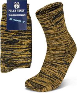 Polar Husky 3 Paar Sehr warme Socken mit Vollplüsch und Schafwolle/Nie wieder kalte Füße! Farbe Vollplüsch/Wolle/Gelb Größe 39-42 von Polar Husky