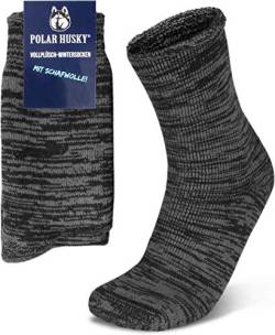 Polar Husky 3 Paar Sehr warme Socken mit Vollplüsch und Schafwolle/Nie wieder kalte Füße! Farbe Vollplüsch/Wolle/Grau Größe 39-42 von Polar Husky