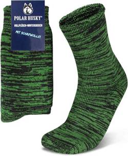 Polar Husky 3 Paar Sehr warme Socken mit Vollplüsch und Schafwolle/Nie wieder kalte Füße! Farbe Vollplüsch/Wolle/Grün Größe 39-42 von Polar Husky