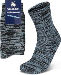 Polar Husky 3 Paar Sehr warme Socken mit Vollplüsch und Schafwolle/Nie wieder kalte Füße! Farbe Vollplüsch/Wolle/Hellblau Größe 35-38 von Polar Husky