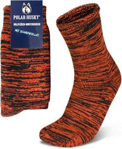 Polar Husky 3 Paar Sehr warme Socken mit Vollplüsch und Schafwolle/Nie wieder kalte Füße! Farbe Vollplüsch/Wolle/Orange Größe 35-38 von Polar Husky