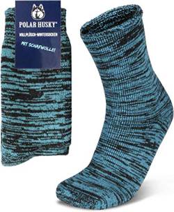 Polar Husky 3 Paar Sehr warme Socken mit Vollplüsch und Schafwolle/Nie wieder kalte Füße! Farbe Vollplüsch/Wolle/Türkis Größe 43-46 von Polar Husky