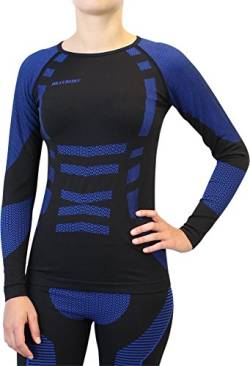 Polar Husky Damen Seamless Funktionsunterwäsche Langarm Unterhemd mit Elasthan Farbe Blau Größe S/M von Polar Husky