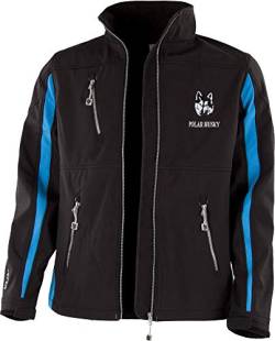 Polar Husky Herren Softshell-Jacke mit Fleece-Innenfutter - Wasserdichte Regenjacke Outdoor Farbe Schwarz/Blau Größe M von Polar Husky