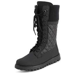 Polar Damen Faux Fur Warm Thermal Waterproof Outdoor Walking Snow Winter Rubber Sole Wadenstiefel – Schwarz Cardy Mono – UK5/EU38 – YC0608 von Polar