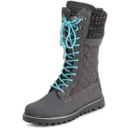 Polar Damen Kunstpelz Warm Thermal Wasserdicht Draussen Gehen Schnee Winter Gummisohle Wadenstiefel - Grau/Blau - UK6/EU39 - YC0607 von Polar