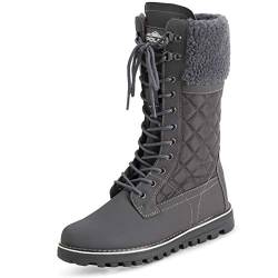 Polar Damen Kunstpelz Warm Thermal Wasserdicht Draussen Gehen Schnee Winter Gummisohle Wadenstiefel - Grau/Grau Lammfell - UK5/EU38 - YC0602 von Polar