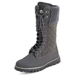 Polar Damen Kunstpelz Warm Thermal Wasserdicht Draussen Gehen Schnee Winter Gummisohle Wadenstiefel - Grau Textil - UK7/EU40 - YC0612 von Polar