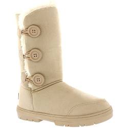 Polar Damen Regen-Schneestiefel mit drei Knöpfen aus Kunstpelz - Beige - 37 von Polar