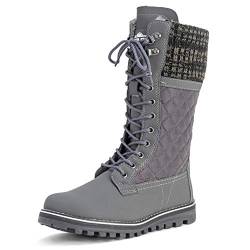 Polar Damen Schnee Dauerhaft Draussen Thermal Winter Warm Wasserdicht Mitte Wade Stiefel - Grau - UK7/EU40 - YC0378 von Polar