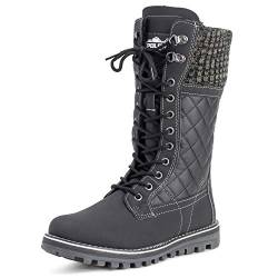 Polar Damen Schnee Dauerhaft Draussen Thermal Winter Warm Wasserdicht Mitte Wade Stiefel - Schwarz Leder - UK4/EU37 - YC0379 von Polar