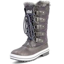 Polar Damen Schneestiefel, gesteppt, hoch, wasserdicht, warm, Regenstiefel, Winterstiefel, Grau - grau - Größe: 39 EU von Polar