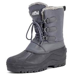 Polar Herren Muck Schnüren Short Nylon Winter Schnee Regen Schnüren Wasserdicht Ente Stiefel - Grau - UK10/EU44 - YC0338 von Polar