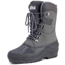 Polar Herren Tall Nylon Mit Overlay-Netz Ente Wasserdicht Sole Schnüren Winter Schnee Stiefel - Grau - UK11/EU45 - YC0447 von Polar