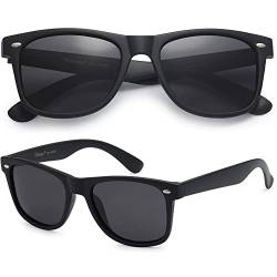 PolarSpex Herren-Sonnenbrille – Retro-Sonnenbrille für Herren, polarisierte Sonnenbrille für Damen – coole Farbtöne zum Autofahren, Angeln, Mattschwarz | Smoke, Large von PolarSpex