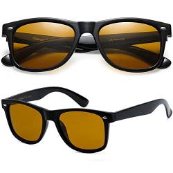 PolarSpex Herren-Sonnenbrille – Retro-Sonnenbrille für Herren, polarisierte Sonnenbrille für Damen – coole Farbtöne zum Autofahren, Angeln, Schwarz | Kupfer Gold, Large von PolarSpex