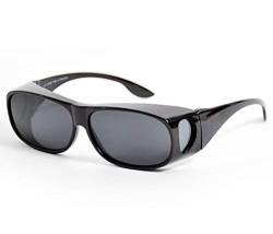 Polarex Sonnenbrille mit UV 400 Schutz Polarisierte Ovale Gläser Überbrille Leichte Brille verschiedenen Modellen Herren Damen Unisex (schwarz-glänzend) von Polarex