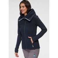 Polarino Fleecejacke mit breitem Umschlagkragen und Kapuze von Polarino