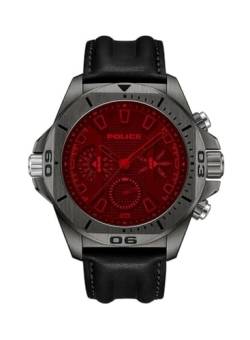 Electrical PEWJF0022502 Herren-Chronograph, rotes Zifferblatt und schwarzes Armband, Schwarz von Police