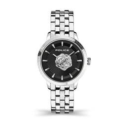 POLICE Marietas Analog Quarz Uhr für Damen mit Edelstahl Armband, schwarz/silber, Armband von Police