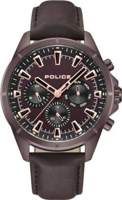 Police Herren Analog Quarz Uhr mit Leder Armband PEWJF0005802 von Police