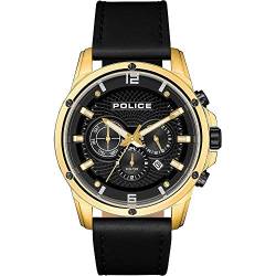Police Unisex Erwachsene Analog Quarz Uhr mit Leder Armband PL15525JSG.02 von Police