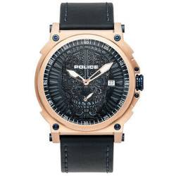 Police Unisex Erwachsene Analog Quarz Uhr mit Leder Armband PL15728JSR.03 von Police