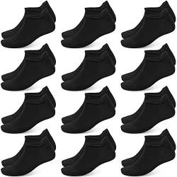 Poligono Sportsocken für Herren und Damen, kurze Anti-Blasen-Sneaker Socken, Weiche Baumwoll Knöchelsocken, Atmungsaktive Socken,Schwarz 12 Paare,43-46 von Poligono