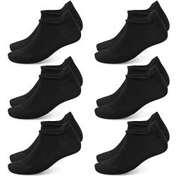 Poligono Sportsocken für Herren und Damen, kurze Anti-Blasen-Sneaker Socken, Weiche Baumwoll Knöchelsocken, Atmungsaktive Socken,Schwarz 6 Paare,43-46 von Poligono