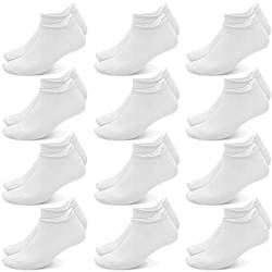 Poligono Sportsocken für Herren und Damen, kurze Anti-Blasen-Sneaker Socken, Weiche Baumwoll Knöchelsocken, Atmungsaktive Socken,Weiß 12 Paare,35-38 von Poligono