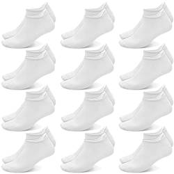 Poligono Sportsocken für Herren und Damen, kurze Anti-Blasen-Sneaker Socken, Weiche Baumwoll Knöchelsocken, Atmungsaktive Socken,Weiß 12 Paare,43-46 von Poligono