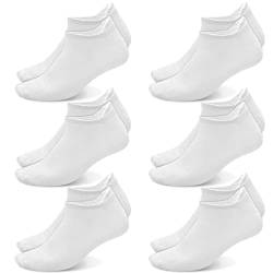 Poligono Sportsocken für Herren und Damen, kurze Anti-Blasen-Sneaker Socken, Weiche Baumwoll Knöchelsocken, Atmungsaktive Socken,Weiß 6 Paare,43-46 von Poligono