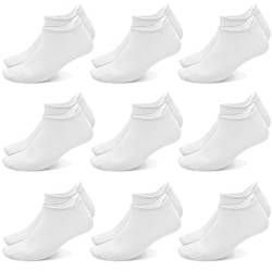 Poligono Sportsocken für Herren und Damen, kurze Anti-Blasen-Sneaker Socken, weiche Baumwoll-Knöchelsocken, Atmungsaktive Socken, ideal für Gymnastik, Fitness, Laufen,(9er-pack),Weiß,35-40 von Poligono