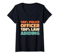 Damen Retro Polizist - Beamter Kommissar Vintage Polizei T-Shirt mit V-Ausschnitt von Polizist Geschenke & Ideen