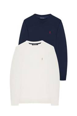 Polo Club 2er-Pack Strickpullover 100% Baumwolle Blau Navy und Beige- Langarm Herren Pullover Crew Neck Sweat von Polo Club