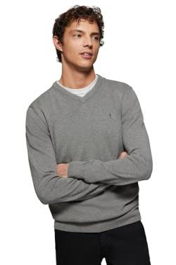 Polo Club Herren Basic Mit V-Ausschnitt Pullover Gräu - 100% Baumwolle Pullover Langarm Sweat von Polo Club