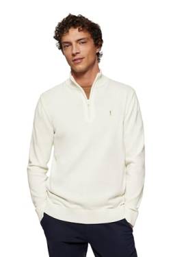 Polo Club Herren Basic Pullover Beige Mit Reißverschluss - 100% Baumwolle Pullover Zipper Langarm Sweat von Polo Club