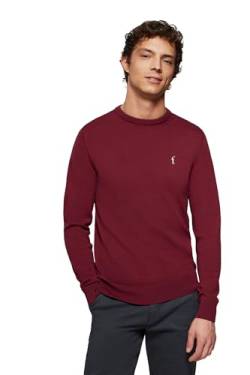 Polo Club Herren Basic Strickpullover Crewneck Bordeaux - Pullover 100% Baumwolle Langarm Sweat von Polo Club