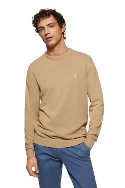 Polo Club Herren Basic Strickpullover Crewneck Hellbraun - Pullover 100% Baumwolle Langarm Sweat von Polo Club