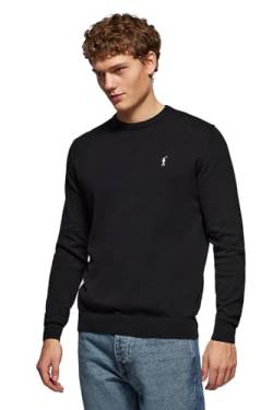 Polo Club Herren Basic Strickpullover Crewneck Schwarz - Pullover 100% Baumwolle Langarm Sweat von Polo Club