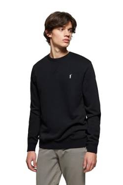 Polo Club Herren Basic Sweatshirt Schwarz mit Rundhals Einfarbig - Ohne Kapuze - 100% Baumwolle - Gesticktes Logo - Langarmshirts Crew Neck Men von Polo Club