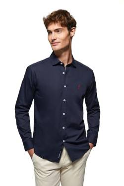 Polo Club Herren Hemden Navy Blau Slim Fit Shirt Freizeithemd Klassisch Businesshemden - Männer Hemd von Polo Club