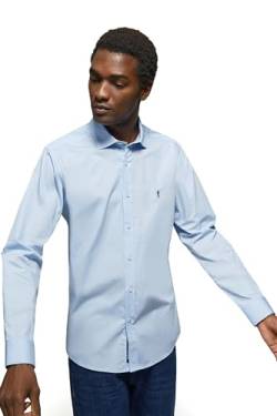 Polo Club Herren Hemden Sky Blau Slim Fit Shirt Freizeithemd Klassisch Businesshemden - Männer Hemd von Polo Club