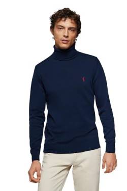 Polo Club Herren Rollkragenpullover Strickpullover Blau Navy- 100% Baumwolle Pullover High Roll Neck Langarm Sweat von Polo Club