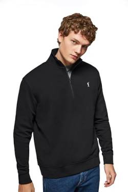 Polo Club Herren Sweatshirt Schwarz ohne Kapuze und Reißverschluss - Pullover mit Half Zip - Sweatjacke 100% Baumwolle mit Reissverschluss - Gesticktem Logo von Polo Club