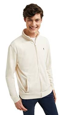 Polo Club Herren Sweatshirt mit Reißverschluss Beige Ohne Kapuze - Baumwolle Pullover Zipper Men von Polo Club