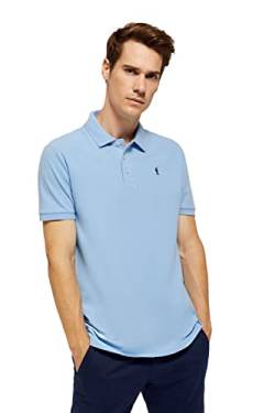 Polo Club Poloshirt für Herren Baumwolle Langarm Himmel Blau Regular Fit Kurzarm Basic Polohemd Baumwolle Männer Golf Shirt von Polo Club