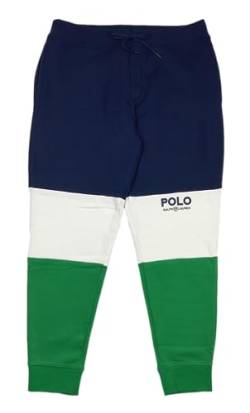 POLO RALPH LAUREN Herren 1967 USA Shield Colorblock Fleece Jogger Sweatpants, Grün Multi, Groß von Polo Ralph Lauren